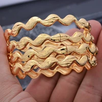 4pcslot bracelet indian wave gold color bangle dubai bangles for women africa jewelry ethiopian wedding bride jewelry gift