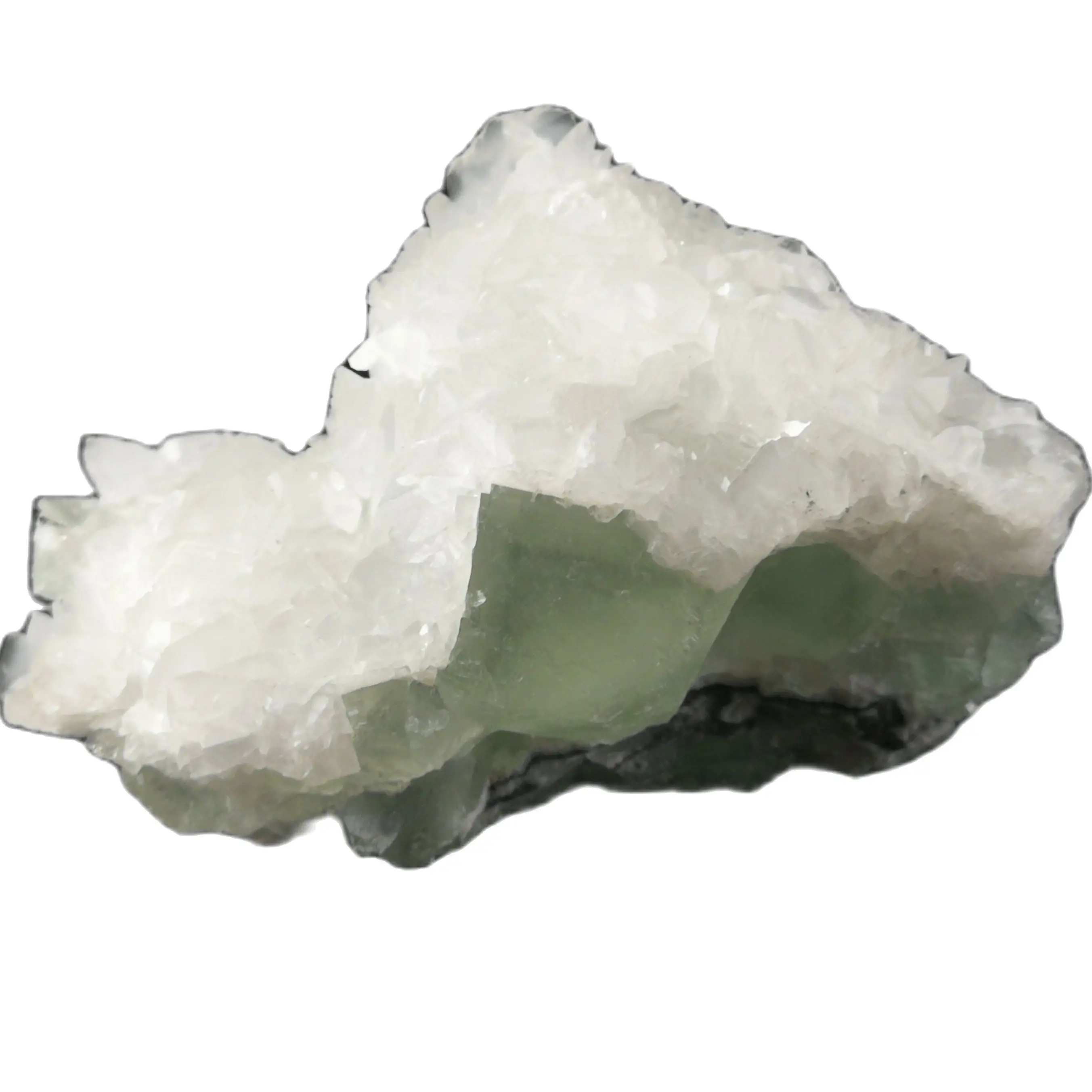 

72.8gNatural green fluorite, white calcite intergrowth, mineral specimen