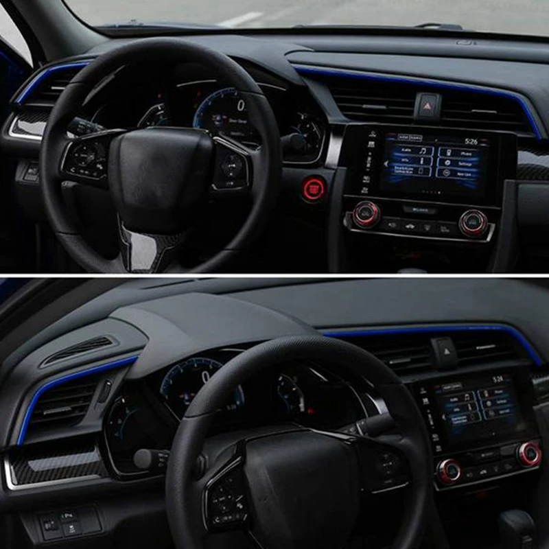

3PCS ABS Material Car Interior Center Console Panel Trims Air Vent Cover Dashboard Trim for Honda 10Th Civic 2016-2020