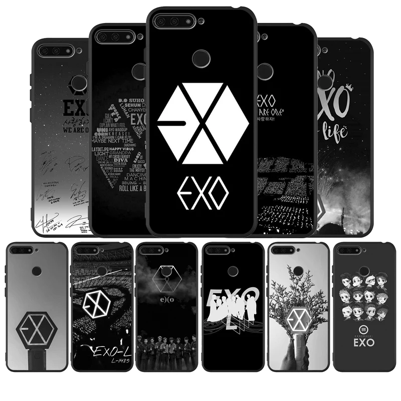 Чехол для телефона Kpop EXO Lucky one черный силиконовый мягкий чехол из ТПУ Honor 8X 9 8 10 20 30