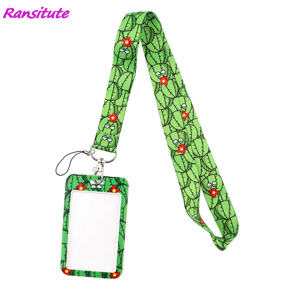 Ransitute R1849 Зеленый Кактус шнурки для кредитных карт ID держатель значка студент Для