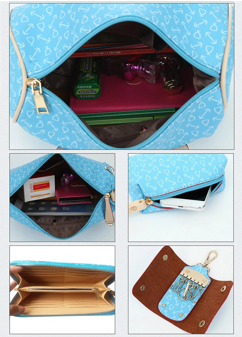 Autumn New Fashion Women's Bag 6 Piece Set Plaid Bag Lady Slung Hand Bag Shoulder Messenger Composite Bag