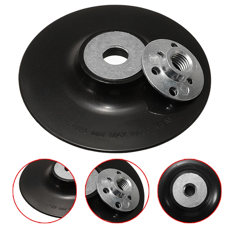 Nouveau 5 125mm ABS support Pad M14 filetage dos Pad pour meuleuse d'angle ponçage ponceuse Machine