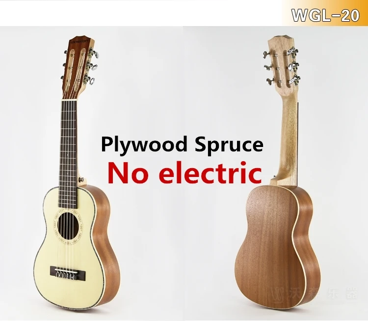 WGL-20 Топовая акустическая электрическая Guitalele Guilele 28 в мини-гитара 6 струн укулеле гитара ra красное дерево Акация ель Sapele - Цвет: WGL-20