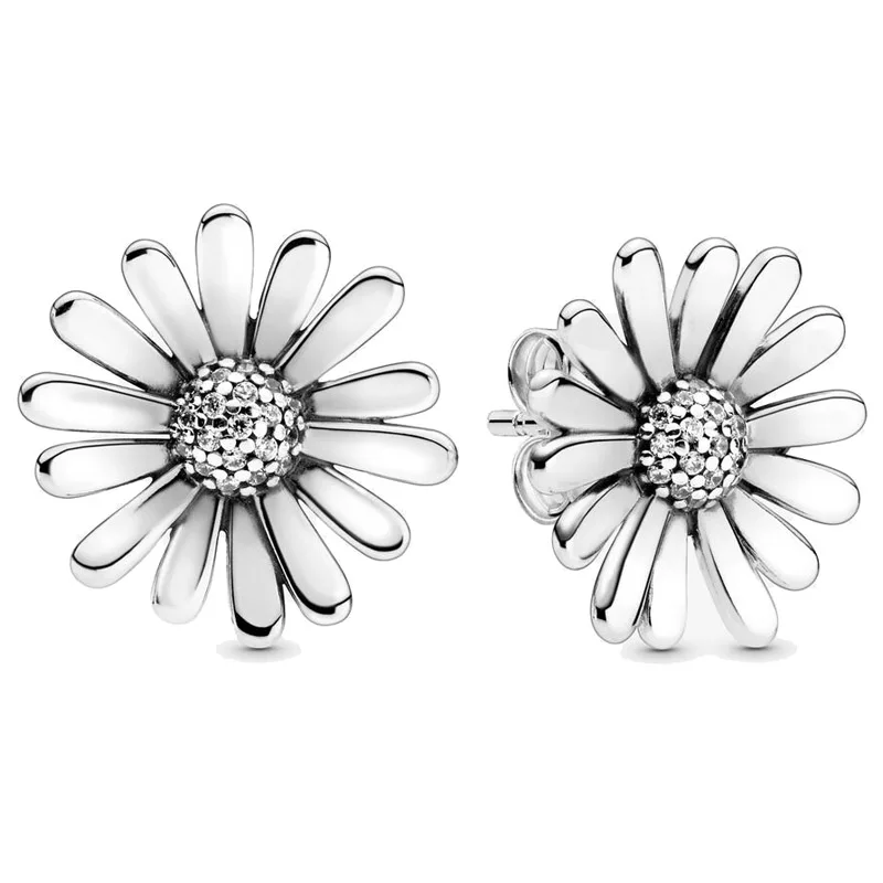 

Flower Square Sparkle Honeycomb Hexagon pandora Earring 925 Sterling Silver Earring Studs For Women Gift DIY Jewelry
