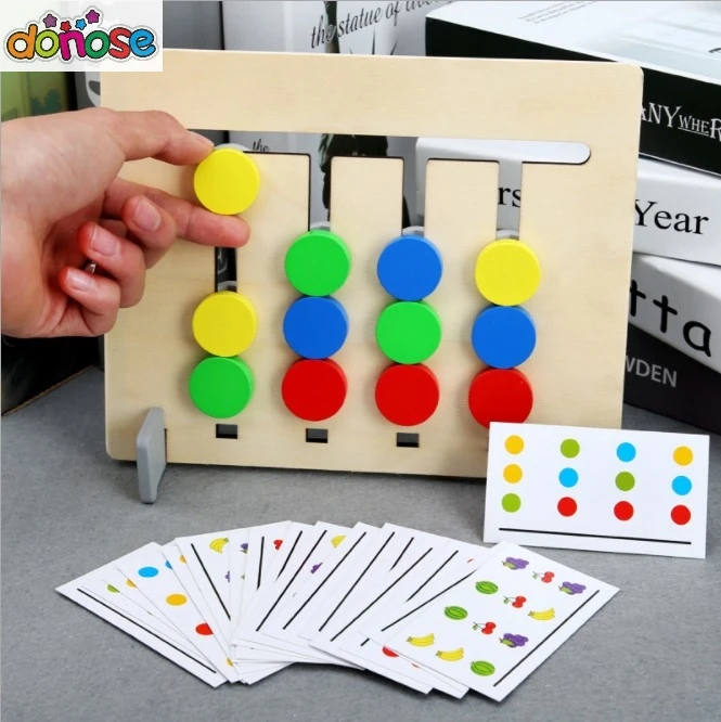 Игрушка Монтессори цвета и фрукты двусторонняя подходящая игра обучение логике