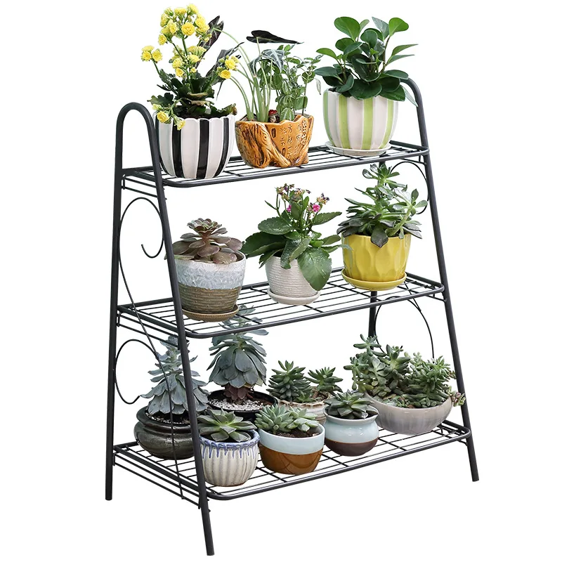 

3-layers Iron Plant Stand Succulent Shelf Rack Balcony Simple Indoor Garden Flower Pot Shelf Shoes Rack Book Shelf Home Decor