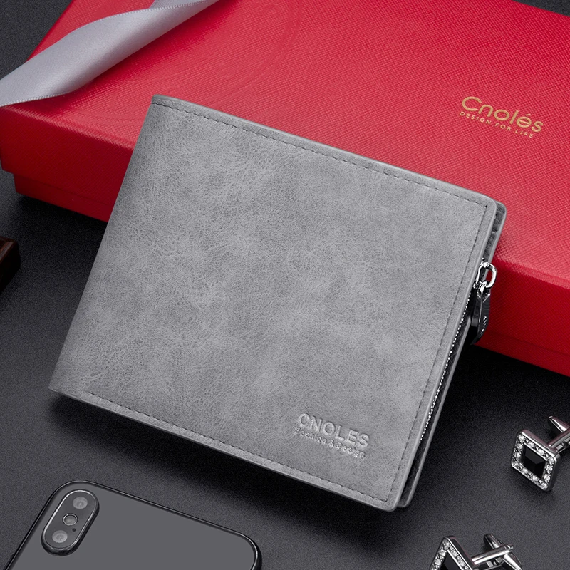 

Fashion Men's Wallet Purse with coin pocket Chain Small Short Wallets Male Multifunctional Credit Card Holders