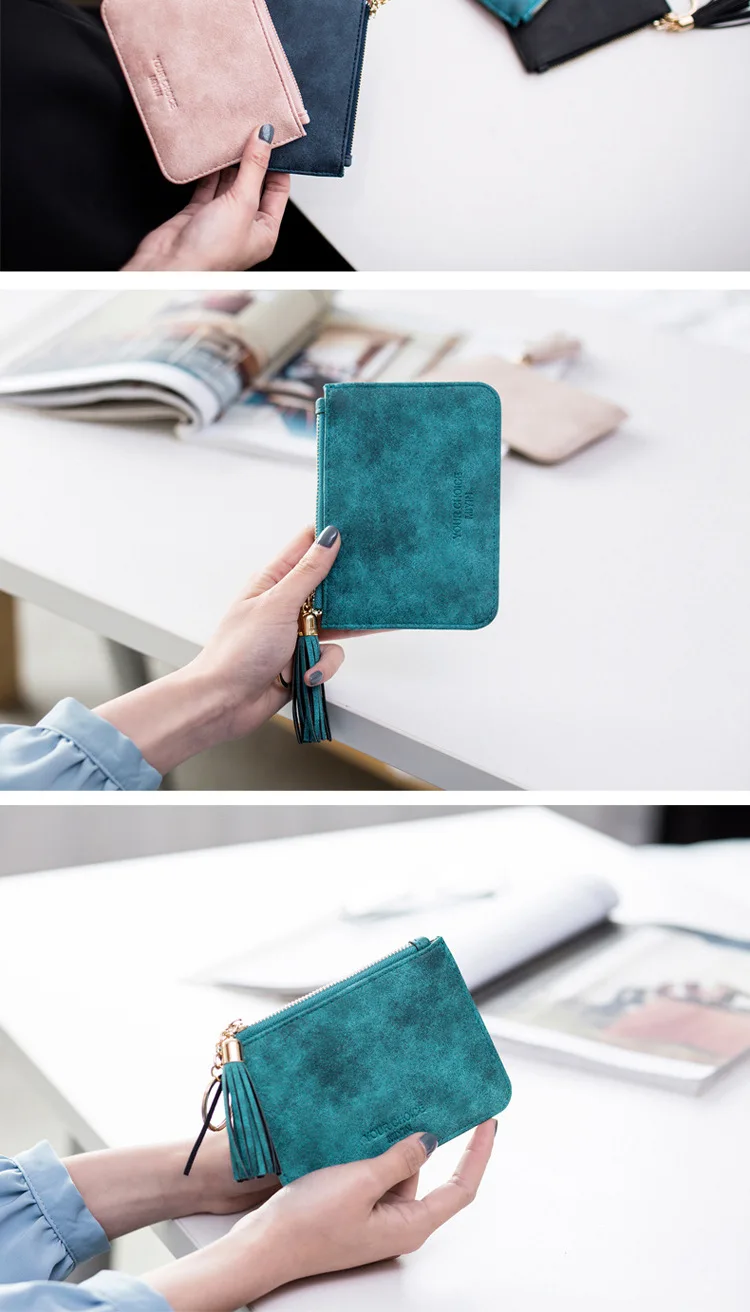 

Fashionable Ladies PU Leather Mini Wallet Card Holder Key Holder Zipper Coin Purse Small Handbag Purses