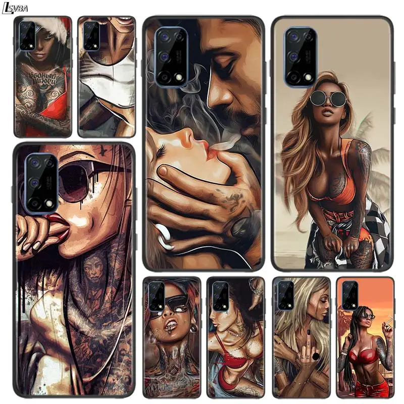 

Sexy Sleeve Tattoo Girl for OPPO Realme V15 X5 X3 X50 X7 V5 C21 C17 C11 C3 C2 7 7i 6 6S 6i 5 3 2 Pro Soft Black Phone Case