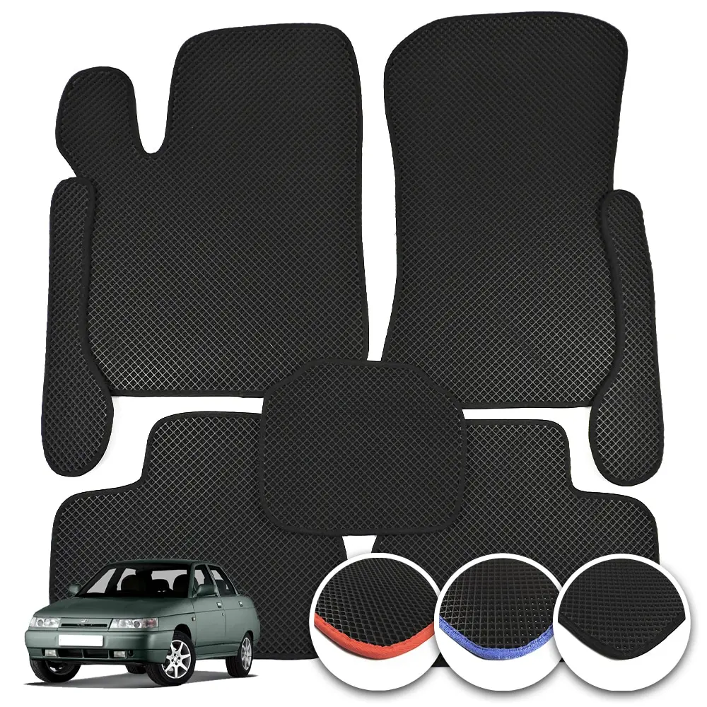 Коврики в салон EVA (ЕВА) ромб черные с черным синим красным кантом для ВАЗ 2110 2111 2112