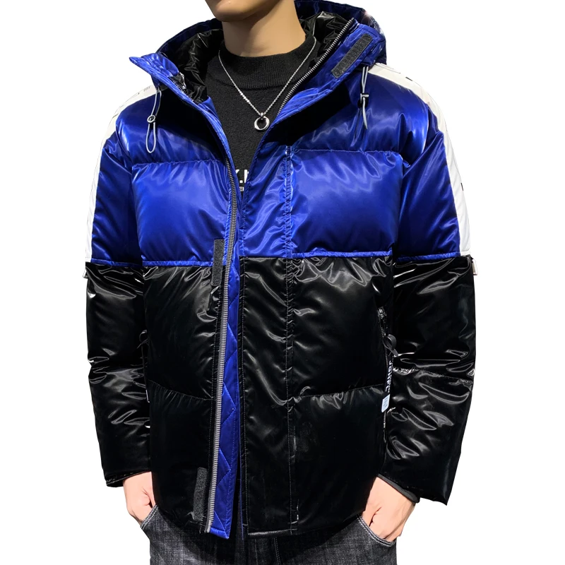 Down jacket men new winter trend is cool popular logo keep warm  lightweight short  thick overalls  glossy coat and down jackets