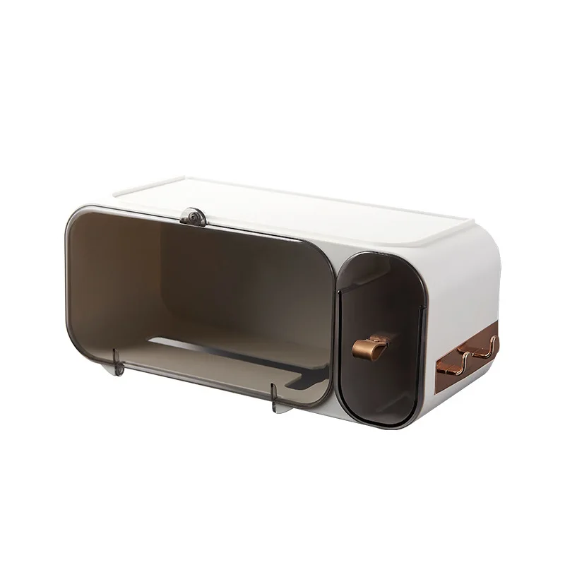 

Bathroom And Kitchen Accessories Towel Storage Box Wall Mounted Bathroom Toilet With Cover Dust-proof One Hole Free Towel Shelf