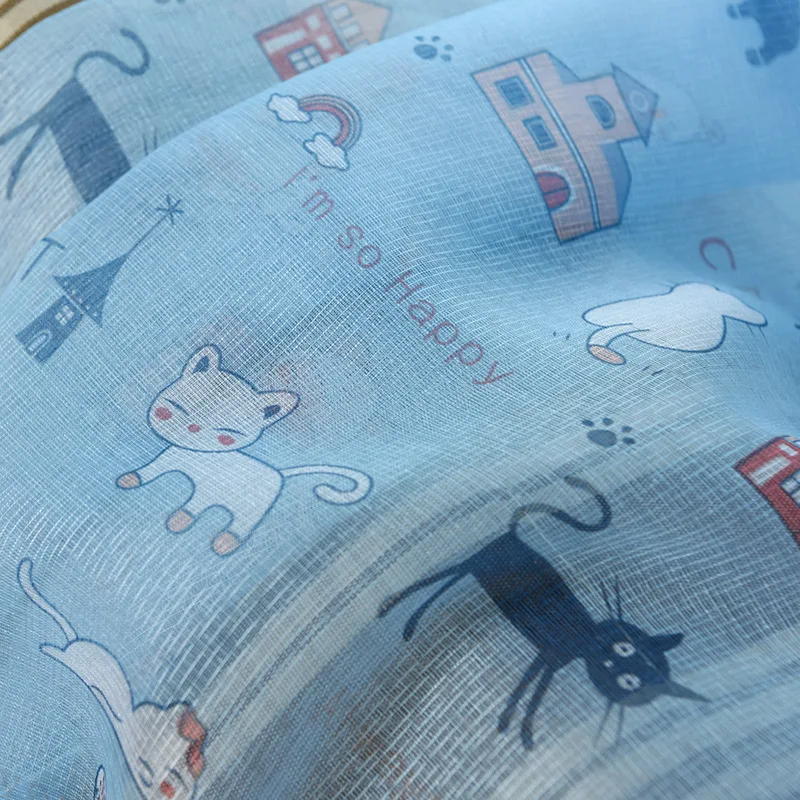 British Cat Printing Single-Sided Shading Curtain Children's Room Bedroom Cartoon Soft Window Screen | Дом и сад