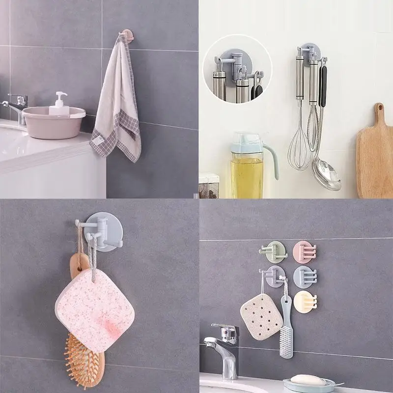 

Rotatable Seamless Self Adhesive Hook Strong Bearing Kitchen Hanger Kitchen Hooks Wall B2B3 Supplies Hook Stick Bathroom P9X9