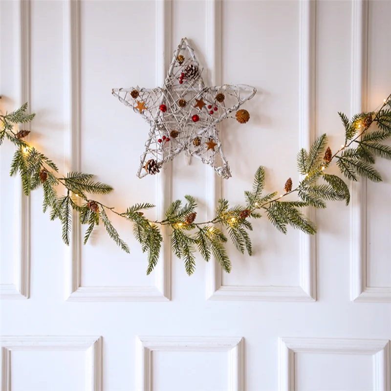 

Светодиодная Рождественская гирлянда из меди, праздничный шнурок с иглами сосны для украшения стен, окон, дома, вечевечерние НКИ, 2 светодио...