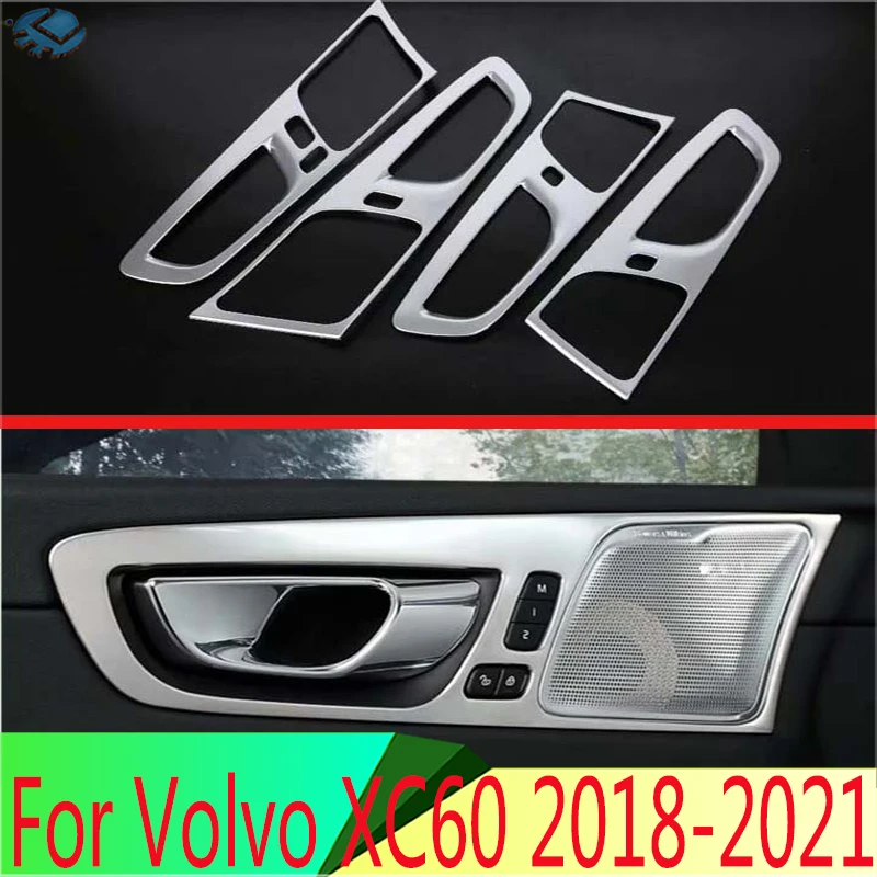 

Для Volvo XC60 2018-2021 ABS хромированная, для внутренней дверной ручки Cover Catch Bowl Trim Insert Frame Garn