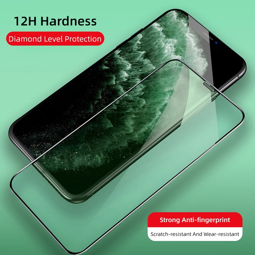 Для iPhone 11 Pro X XS XR SE Max 6/6S 7/8 Plus зеленый свет закаленное стекло полная защита