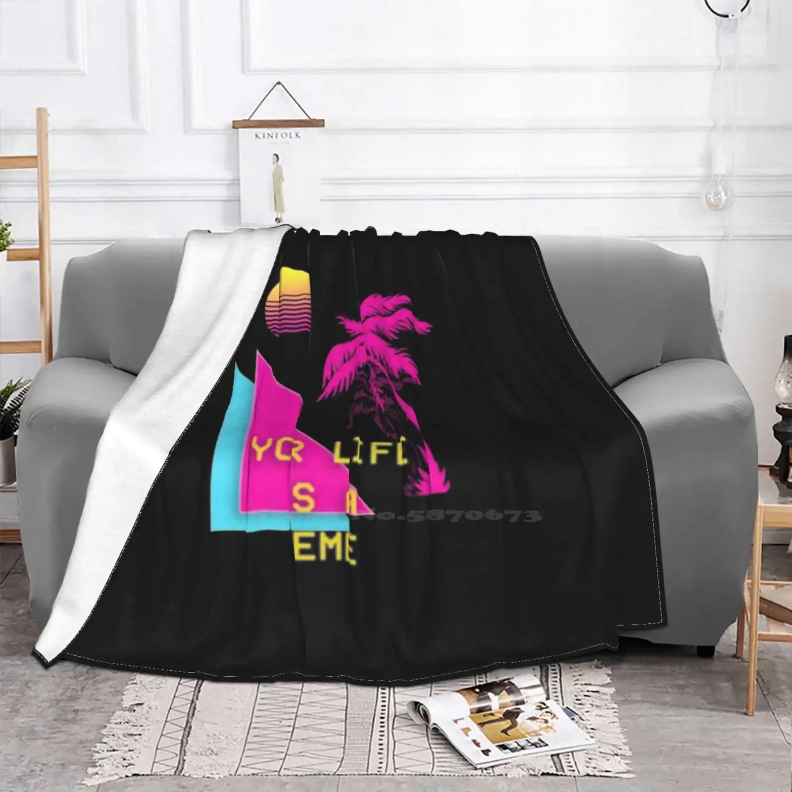 Funny Vaporwave Aesthetic Product Gift Your Life Is A Meme Low Price New Print Novelty Fashion Soft Warm Blanket Palm Tree | Дом и сад
