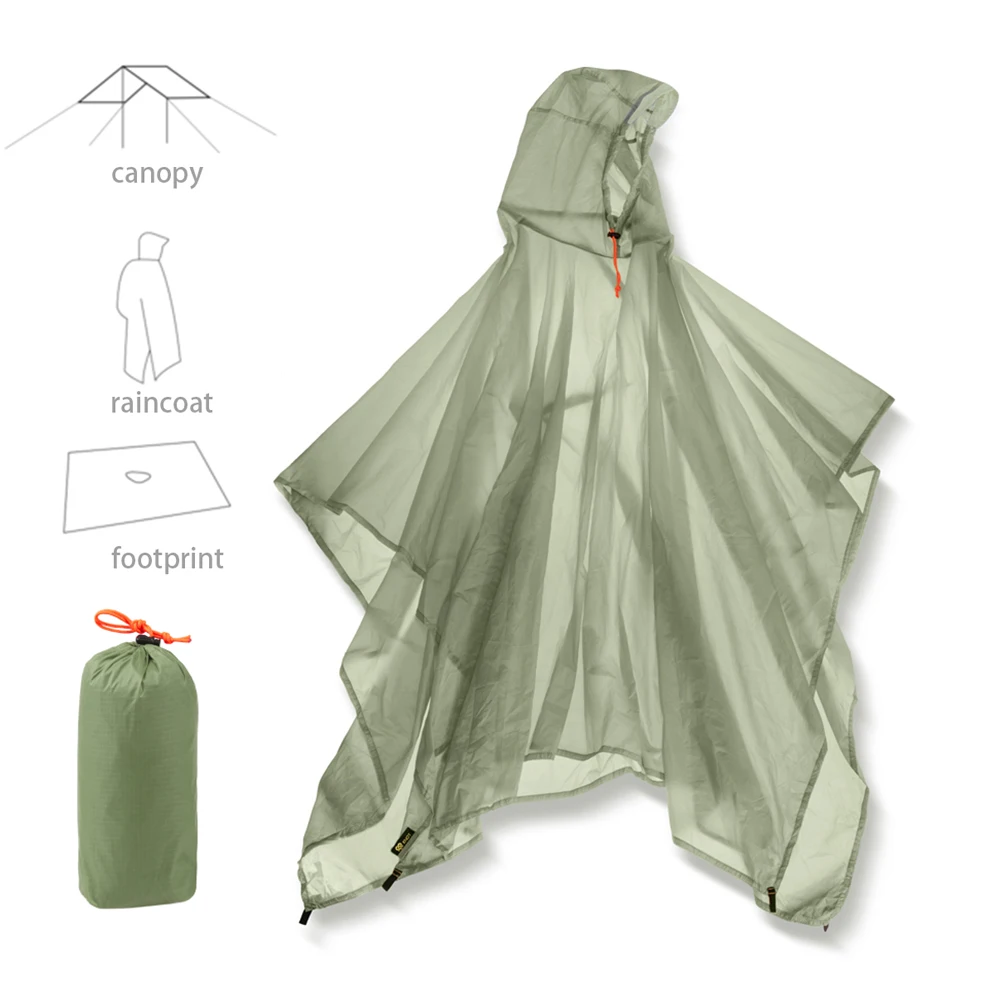 

Waterproof Rain Poncho Ultralight Hooded Rainproof Coat Nylon Silicone Picnic Mat Awning for Outdoor Camping Hiking Cycling