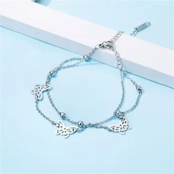 

Hot creative jewelry personality Joker butterfly double titanium steel bracelet factory direct customizable B972MJTT