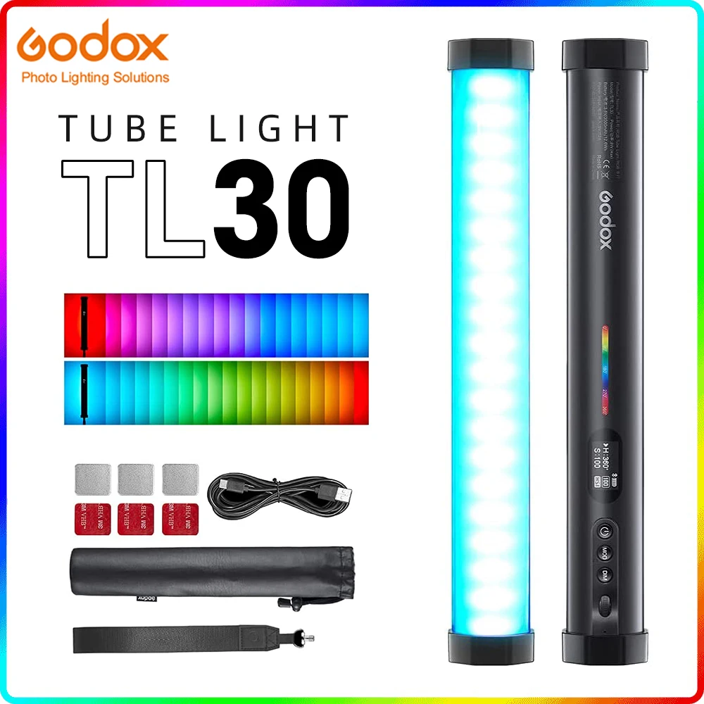 

Godox TL30 Full-Color RGB Pavo Tube Light CRI 97 TLCI 99 13 Fx Light Effect with APP Remote Control for Photos Video Movie Vlog