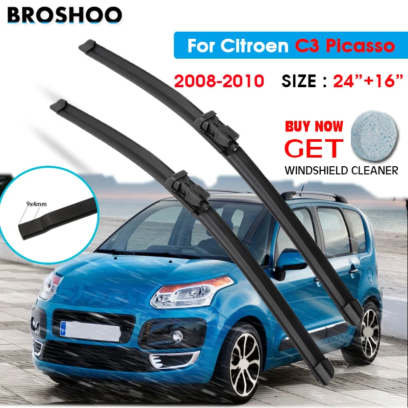 

Car Wiper Blade For Citroen C3 Picasso 24"+16" 2008-2010 Auto Windscreen Windshield Wiper Blades Window Wash Push Button Arm