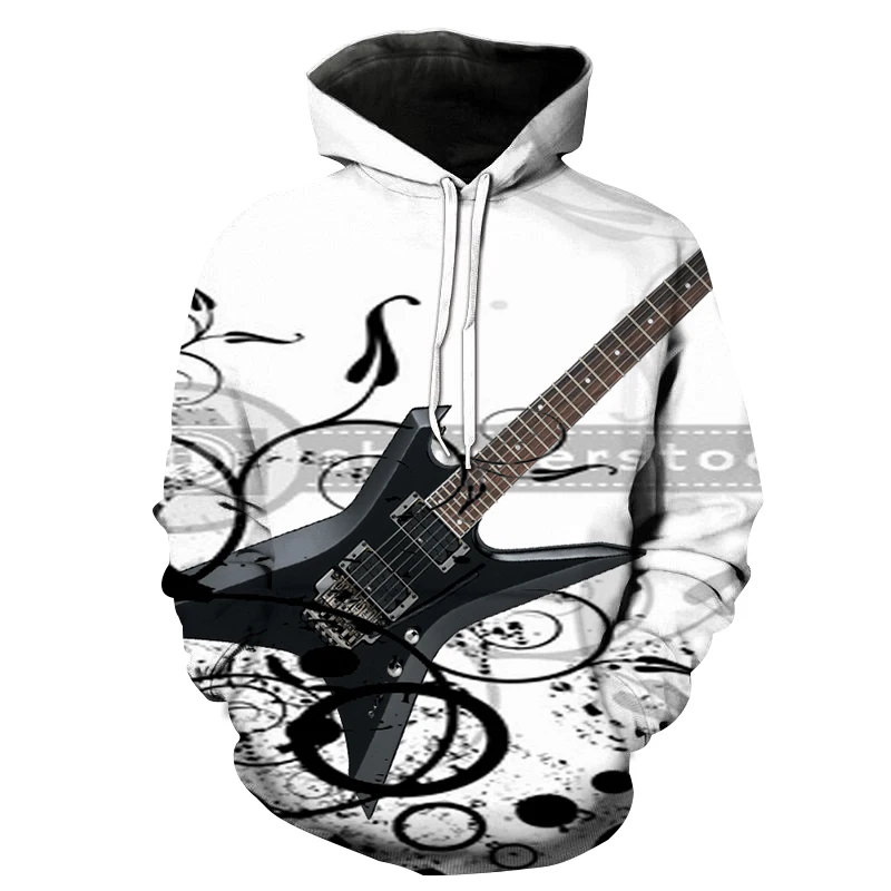 

2021 New Fun 3D-Printed Guitar Design Hoodie Fashion Man Street Wear Hip Hop Clothing Shirt Pullover Hooded Sweatshirt Tops