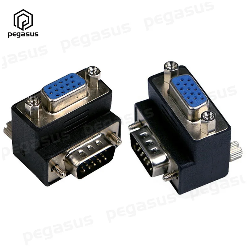 

High Quality VGA HDB15 Pin Male to DB15 Female 90° Adapter