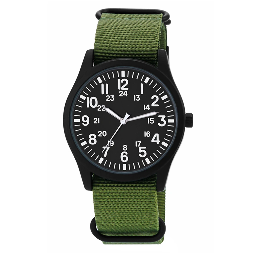 Men Watch Nylon Strap Sport Outdoor Clock 24H Display Quartz Wristwatch Relogio Masculin