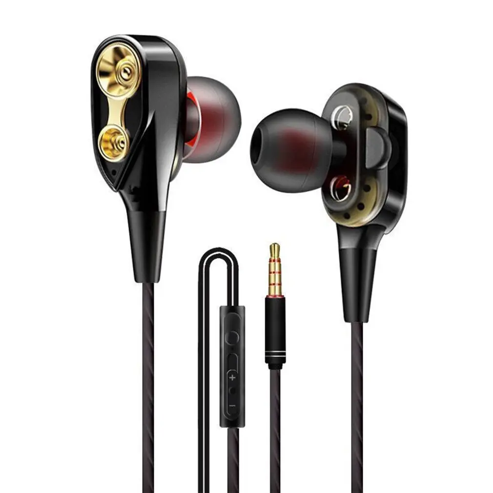 

Magnetic Wired Stereo 3.5mm in-Ear Earphones Super Bass Dual Drive Headset Earbuds Earphone With Mic Universal For Smart Phone
