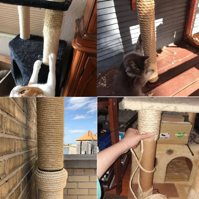 

DIY Cat Scratcher Rope Twisted Sisal Rope Replacement Cat Tree Scratching Toy Cat Climbing Frame Binding Rope 10m/50m