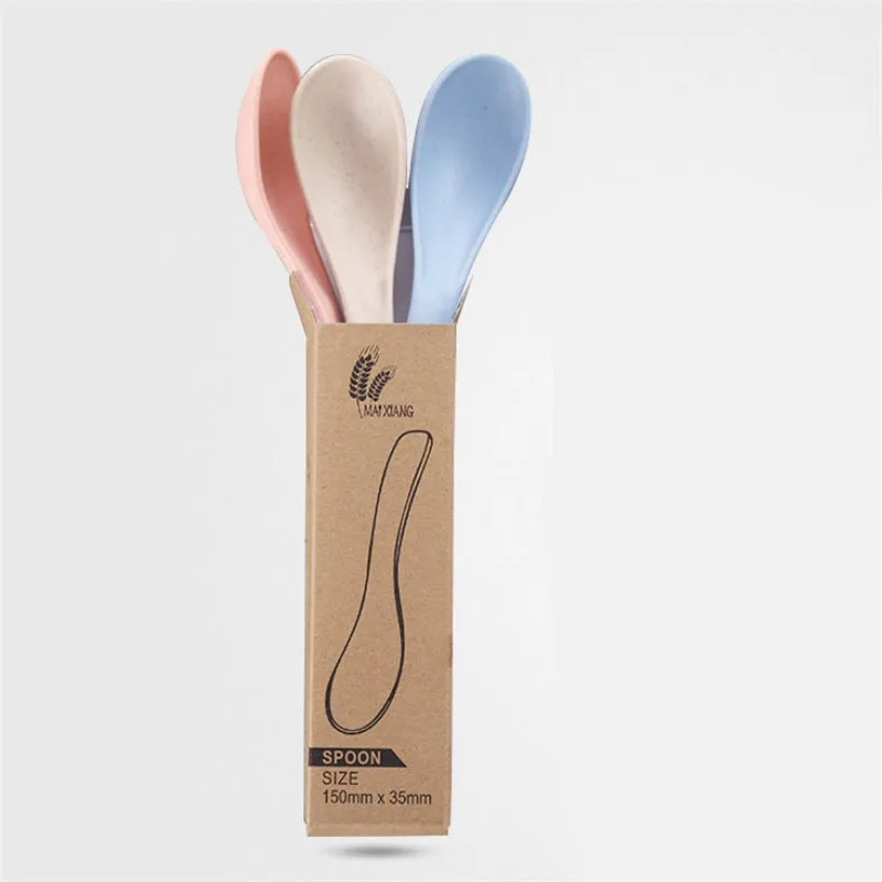 4pcs/set Korean Style Wheat Straw Spoon Kitchen Cooking Utensil Tools Soup Spoon Eco friendly Tableware Kitchen Accessories