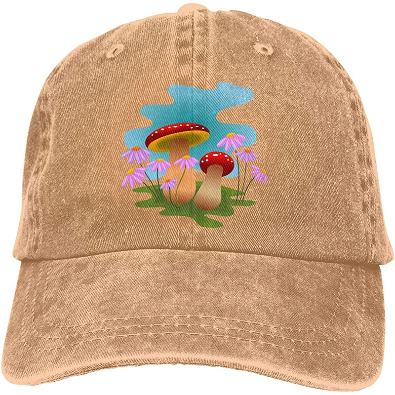 

Red Mushroom Denim Hat Adjustable Plain Cap Baseball Caps