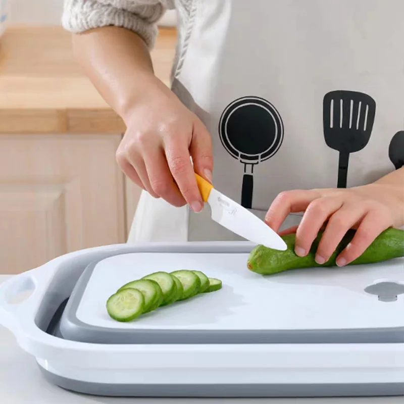kitchen gadgets folding chopping blocks colander food chopping boards washing basket drain kitchen organizer cutting boards free global shipping
