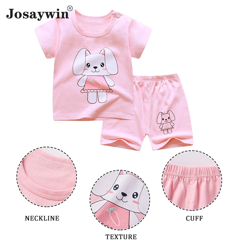 Summer Children Suits Kids Girls Boys Cartoon Cotton 2 Pieces Sets Sleeveless Top+shorts Newborn Baby Clothes Sets Baby Clothes