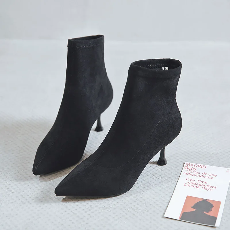 

generation of beautiful women's elastic short boots pointed thin heeled women's boots 2020 spring and autumn winter high