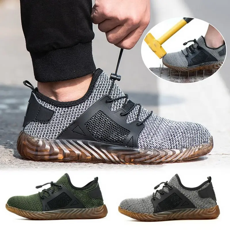 HEFLASHOR/неразъемная обувь Райдера для мужчин и женщин со стальным носком; воздухозащитные ботинки; прокалывающиеся рабочие кроссовки; дышащая обувь