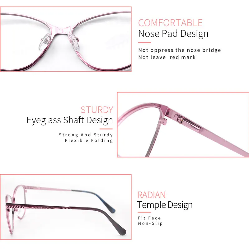 

KANDREA Metal Stripe Anti Blue Ray Glasses Frame Women Oversized Cat Eye Eyeglasses Frames Myopia Optical Prescription Eyewear