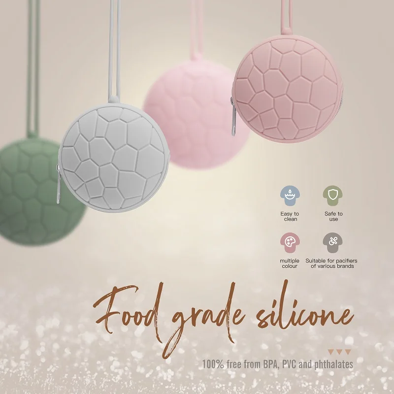 Soporte de silicona para chupete de beb&eacute;, nuevo dise&ntilde;o, forma de concha de tortuga, sin BPA, port&aacute;til, caja contenedor de silicona de grado alimenticio-3
