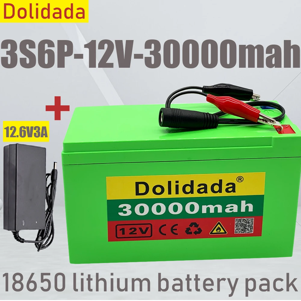 

Новый блок литиевых батарей 12 В, 30 Ач, 18650, 3S6P, Встроенный ток 20A BMS для распылителей, тележек, аккумулятор для электромобиля + зарядное устройс...