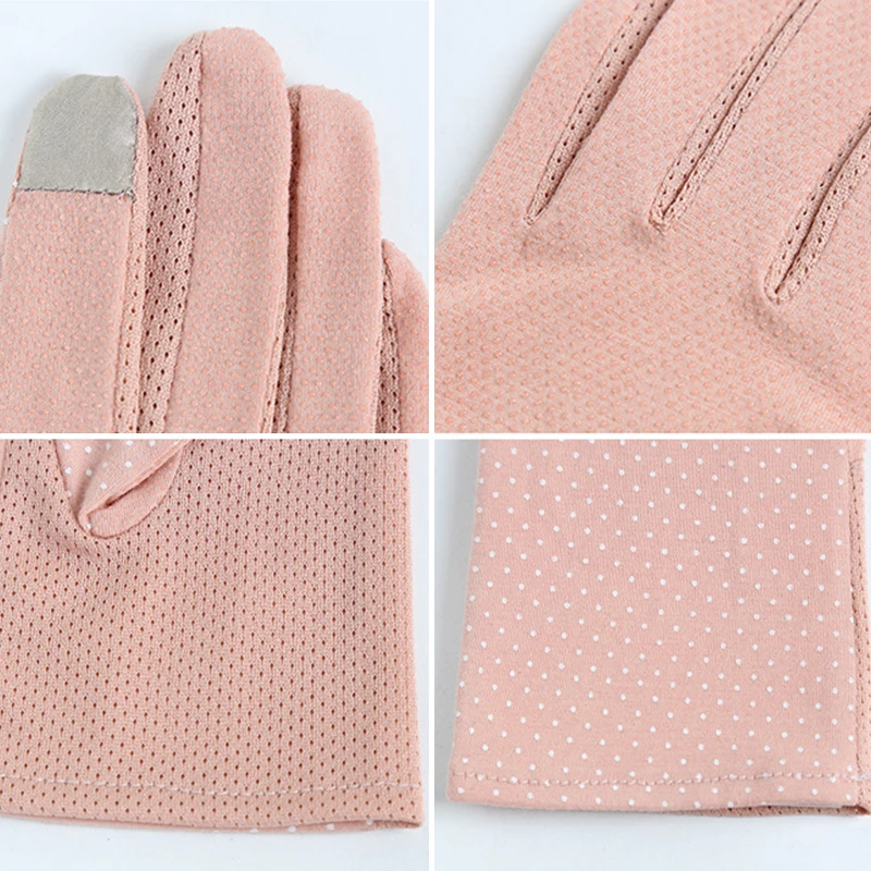 

Summer Sunscreen Gloves Dot Thin UV Protection Gloves Mesh Breathable Female Touch Screen Driving Gloves Women Anti-skid Mittens