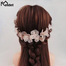 Meldel – bijoux pour femmes, accessoires pour cheveux, fil de cuivre, pétale, bandeau pour coiffure de mariée, perle, fait à la main, pour robe