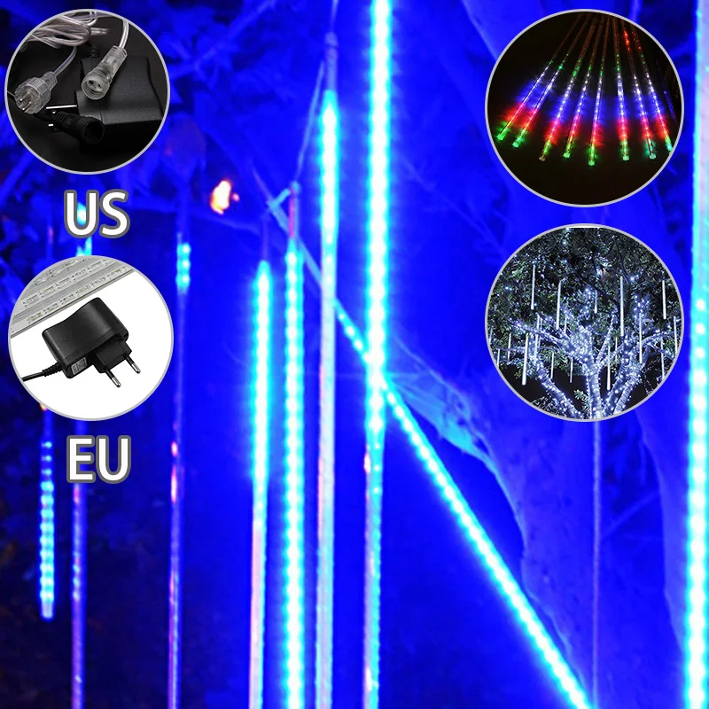 Водонепроницаемый светодиодный гирлянды метеоритный дождь Рождественская елка