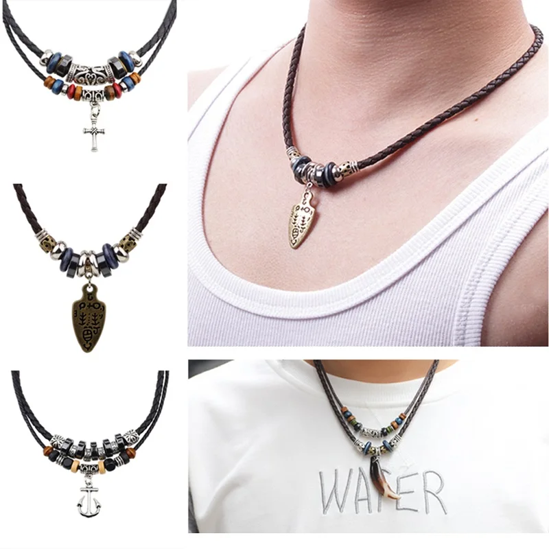 

Fashion Jewelry Wolf Tooth Cross Pendant Leather Coyote Hound Charm Necklace Teen Wolf Teeth Amulet Trinkets Men Women Jewelry