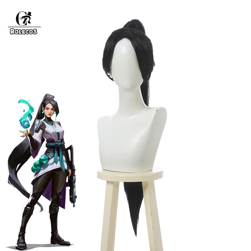 

Парики для косплея ROLECOS Sage, длинные волосы, головные уборы для косплея, черные, длинные волосы, 80 см, парик, головные уборы для Хэллоуина