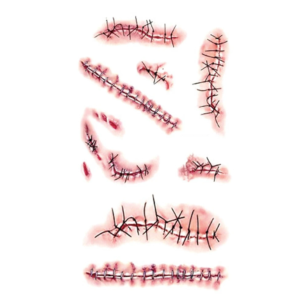 Хэллоуин шрам Временные татуировки Стикеры зомби вечерние поставки Косплэй