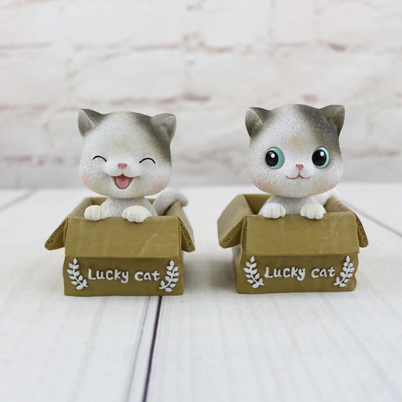 C Lucky Cat изделия из смолы для украшения дома милый котенок киска Кэт аксессуары мини-кошка комната автомобиль Настольный орнамент Декор - Цвет: C