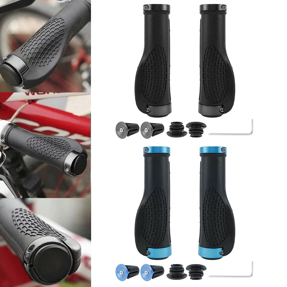 

Non-slip Rubber Bike Grips Double Lock on Mountain Bike Grips Comfortable Shock Absorption Bicycle Handle Bar for MTB Bicycle