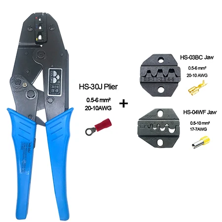 HS-30J 2 Jaws Обжимные плоскогубцы HS-30J 8 челюстей набор plug/трубка/изоляция/неизолированные клемм плоскогубцы alicate ручной инструмент комплект Зажимные инструменты - Цвет: HS-30J 2 Jaws